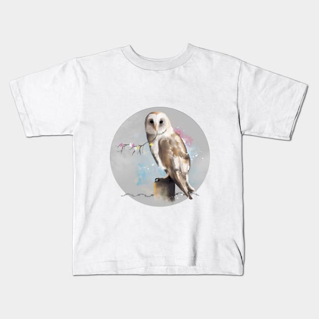 Barn owl Kids T-Shirt by FrancinesWorkshop